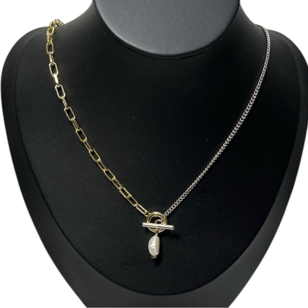 Kendra Scott Leighton Convertible Mixed Metal Pearl Chain Necklace.
